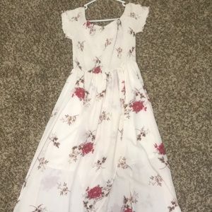 Floral dress high-low off the shoulder